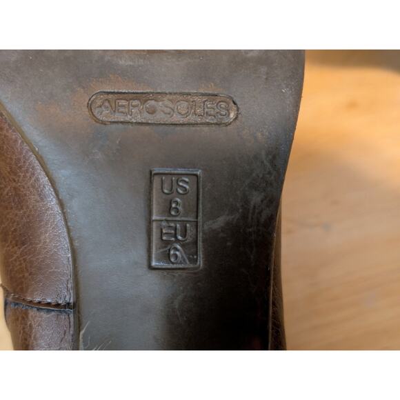Aerosoles Heel Rest Brown Zip Front Faux Leather Ankle Boot Shoe Women's Size 8 - Picture 13 of 14